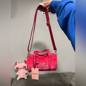 Juicy Couture Hot Pink Velvet Barrel Crossbody Bag